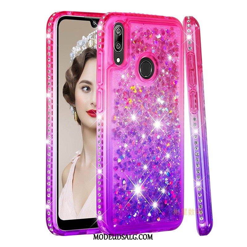 Huawei Y7 2019 Etui Alt Inklusive Trend Lyserød Blød Strass