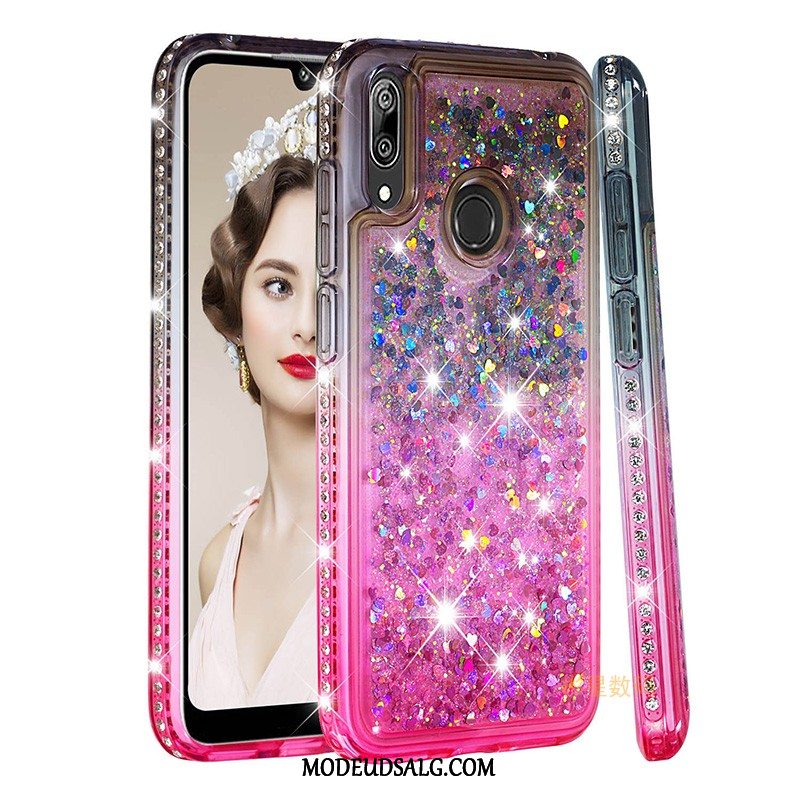 Huawei Y7 2019 Etui Alt Inklusive Trend Lyserød Blød Strass