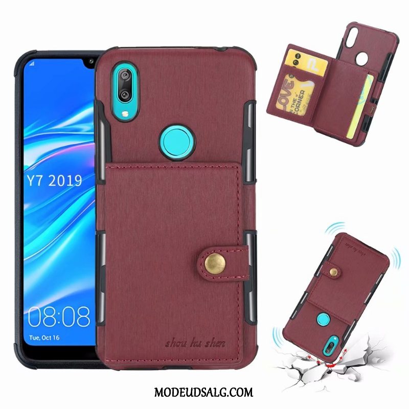 Huawei Y7 2019 Etui / Cover Beskyttelse Lædertaske Anti-fald Kort