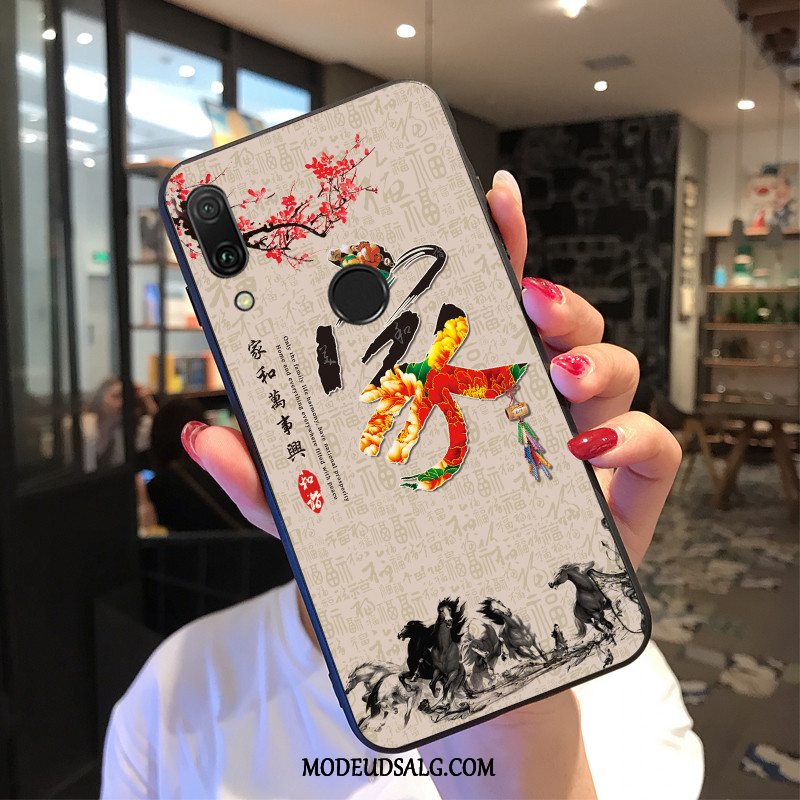 Huawei Y7 2019 Etui Cover Support Blød Blå Cartoon