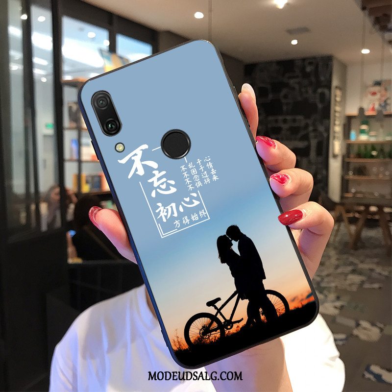 Huawei Y7 2019 Etui Cover Support Blød Blå Cartoon