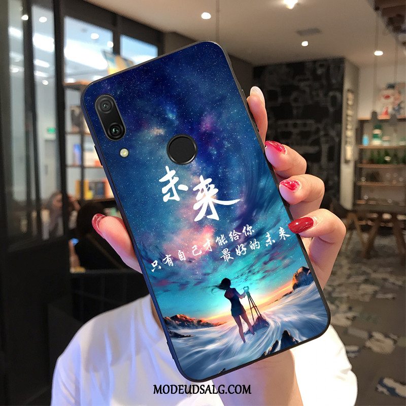 Huawei Y7 2019 Etui Cover Support Blød Blå Cartoon