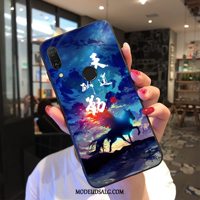 Huawei Y7 2019 Etui Cover Support Blød Blå Cartoon