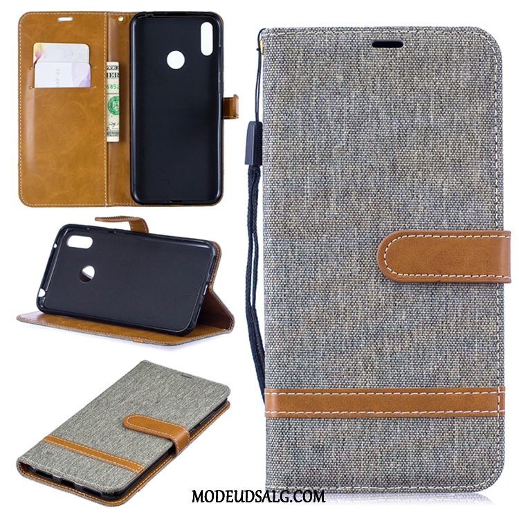 Huawei Y7 2019 Etui Folio Cover Lædertaske Denim Tegnebog