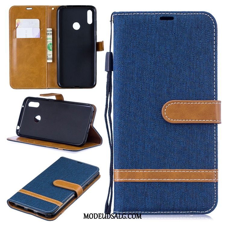 Huawei Y7 2019 Etui Folio Cover Lædertaske Denim Tegnebog