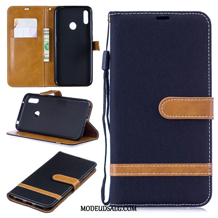 Huawei Y7 2019 Etui Folio Cover Lædertaske Denim Tegnebog