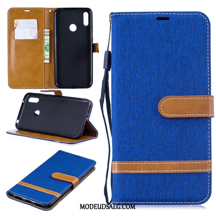 Huawei Y7 2019 Etui Folio Cover Lædertaske Denim Tegnebog