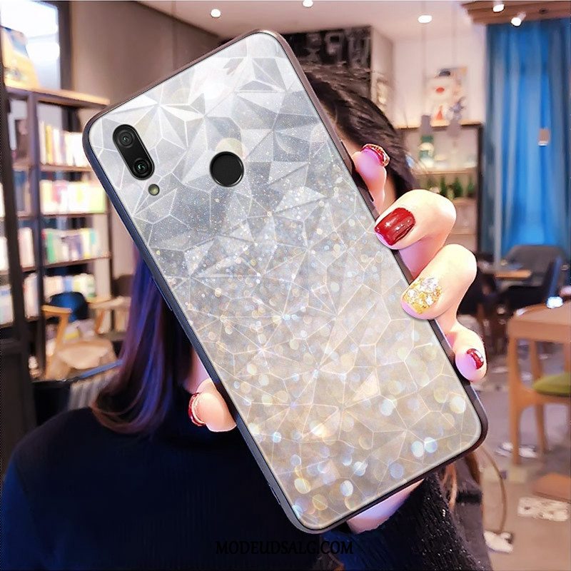 Huawei Y7 2019 Etui Hjerte Blød Rombe Blå Cover