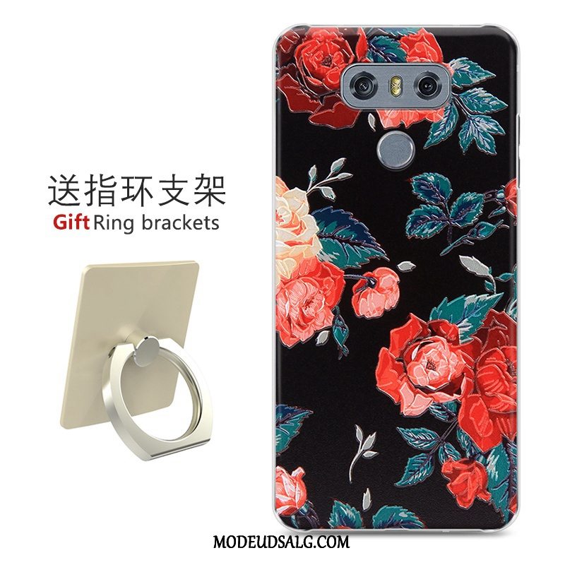 Lg G6 Etui / Cover Malet Sort Hård Relief Cartoon