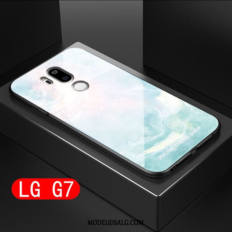 Lg G7 Thinq Etui / Cover Hård Blå Silikone Glas Blød