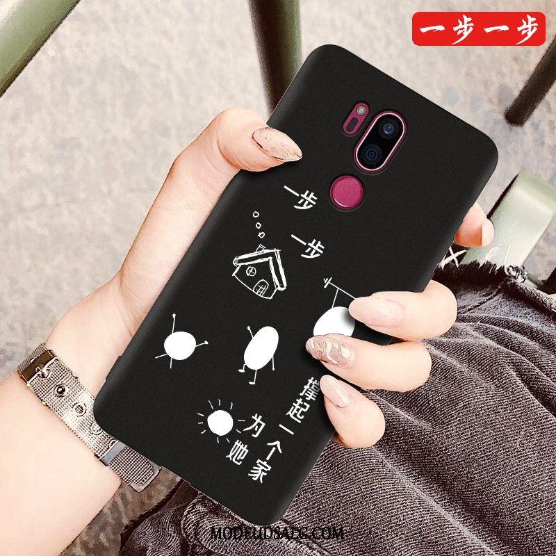 Lg G7 Thinq Etui / Cover Net Red Simple Sort Kreativ