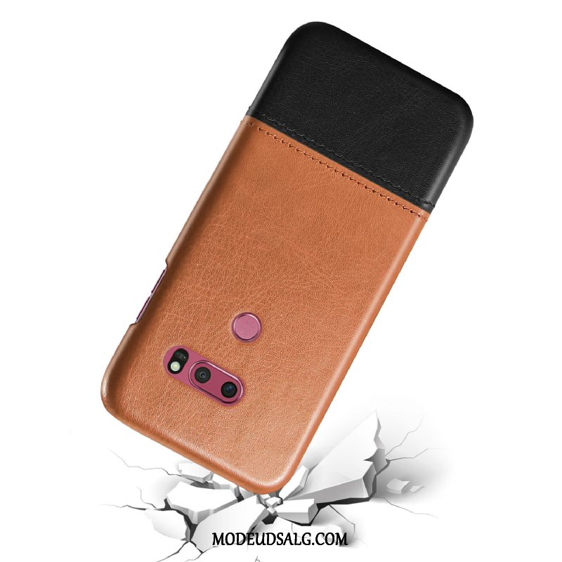 Lg V30 Etui Cover Anti-fald Sort Splejsning Lædertaske