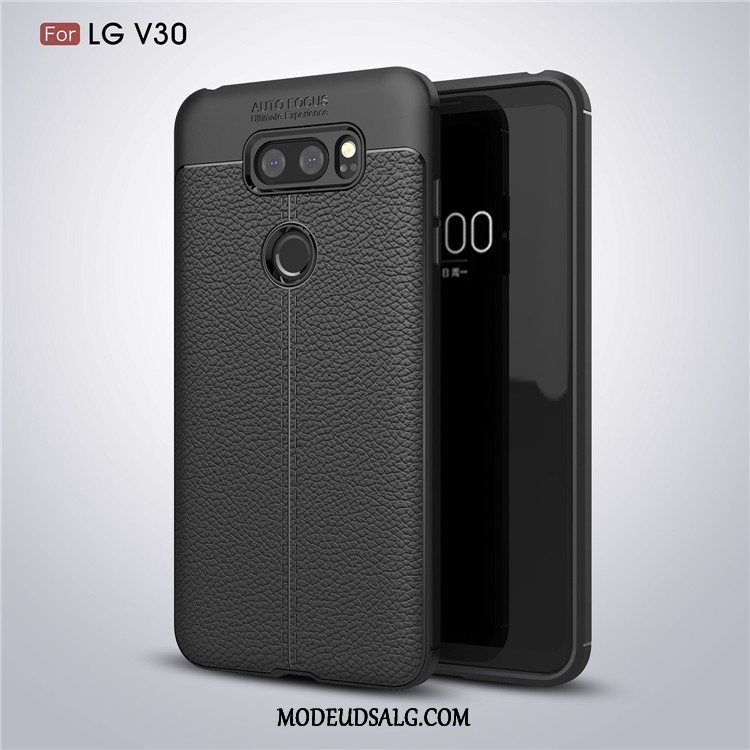 Lg V30 Etui / Cover Mønster Hemming Blød Trend Læder