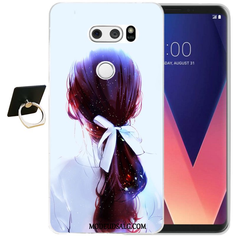 Lg V30 Etui / Cover Relief Blød Alt Inklusive Sort