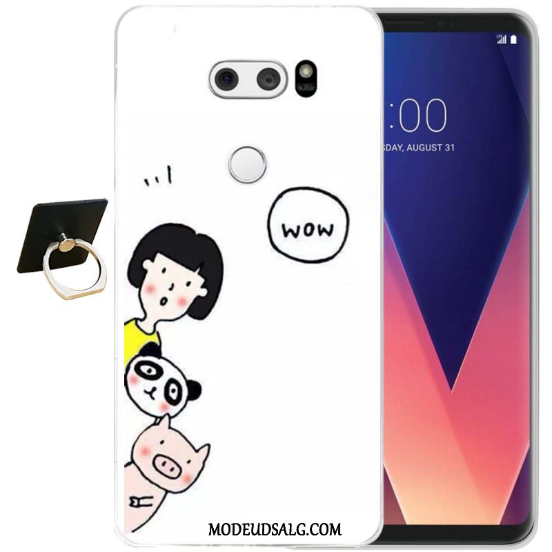 Lg V30 Etui / Cover Relief Blød Alt Inklusive Sort