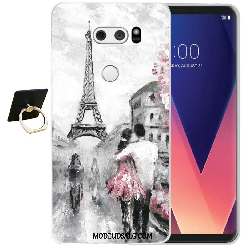 Lg V30 Etui / Cover Relief Blød Alt Inklusive Sort