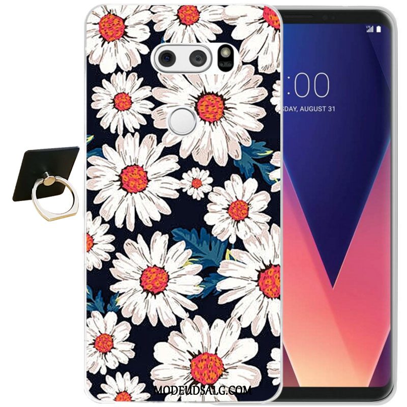 Lg V30 Etui / Cover Relief Blød Alt Inklusive Sort