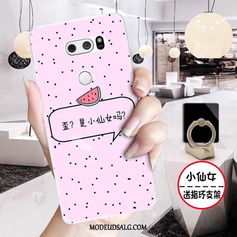 Lg V30 Etui Leopard Cartoon Trend Smuk Læder