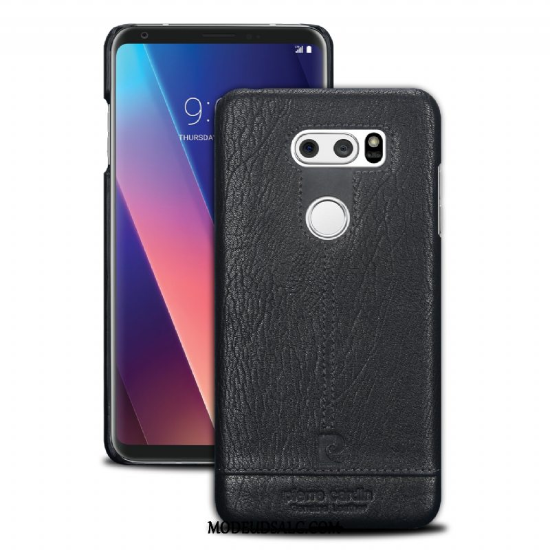 Lg V30 Etui Ægte Læder Cover Beskyttelse Classic Anti-fald