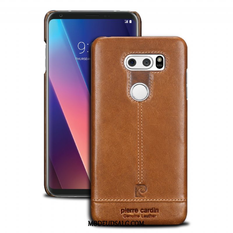 Lg V30 Etui Ægte Læder Cover Beskyttelse Classic Anti-fald