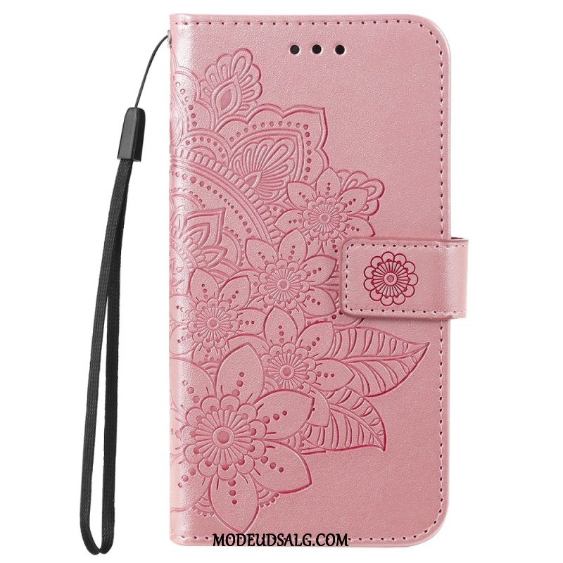 Læder Cover Huawei Nova 12 Se Telefon Etui Blomstermønster Med Rem