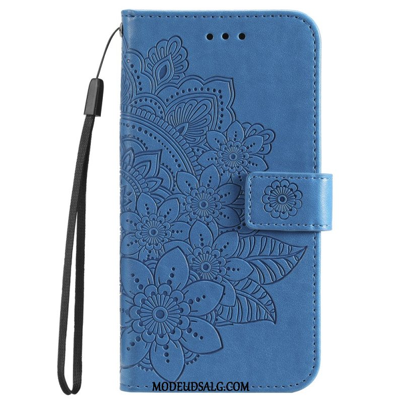 Læder Cover Huawei Nova 12 Se Telefon Etui Blomstermønster Med Rem