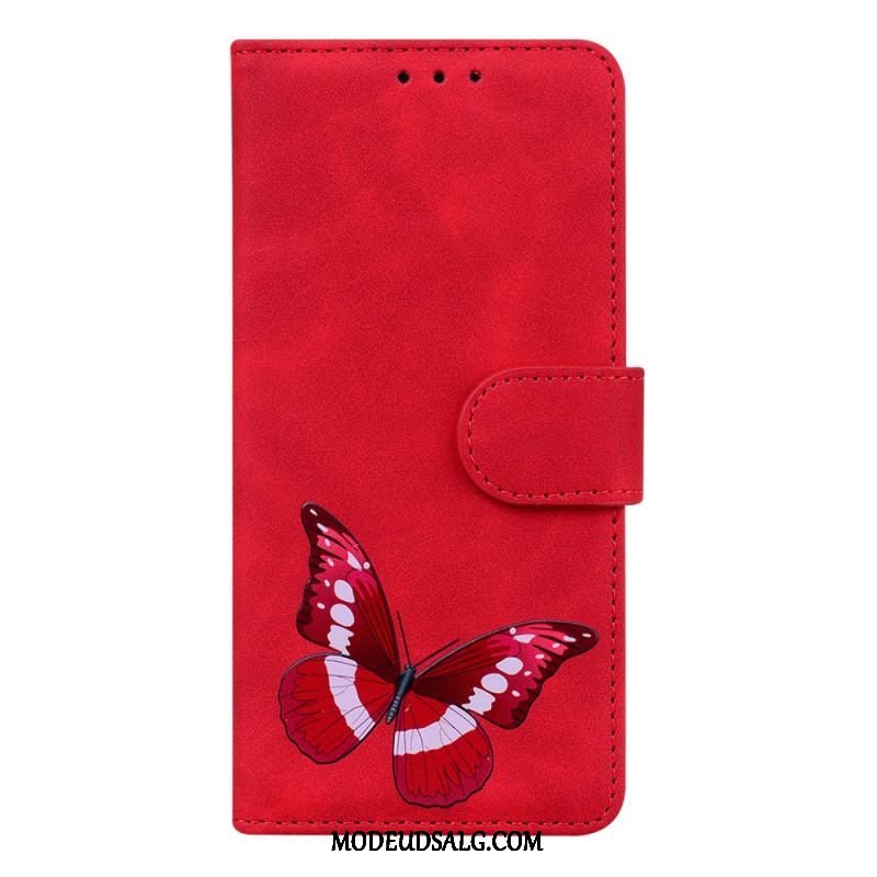 Læder Cover Moto E40 / E30 / E20 Skin-touch Butterfly