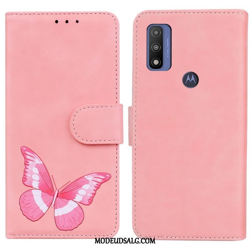 Læder Cover Moto E40 / E30 / E20 Skin-touch Butterfly