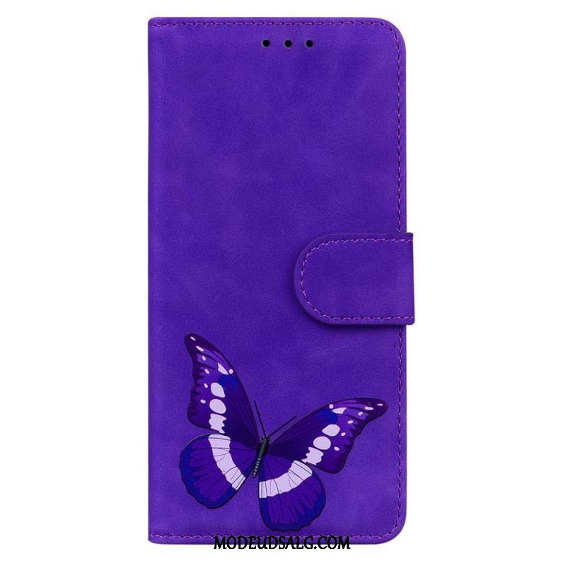 Læder Cover Moto E40 / E30 / E20 Skin-touch Butterfly