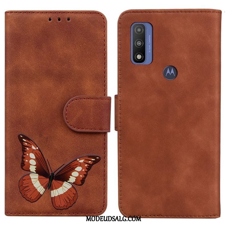 Læder Cover Moto E40 / E30 / E20 Skin-touch Butterfly