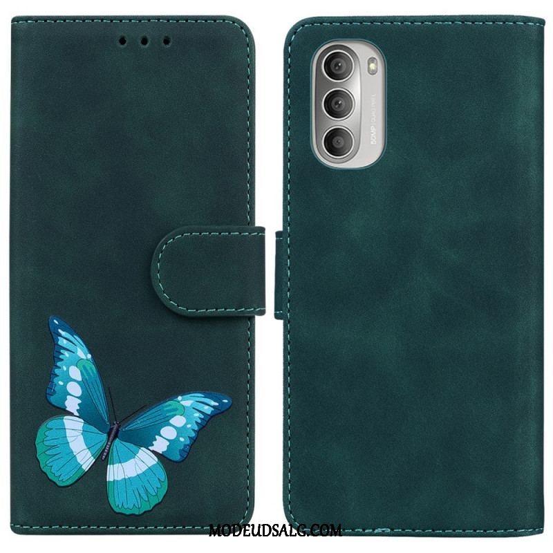 Læder Cover Moto G51 5G Skin-touch Butterfly