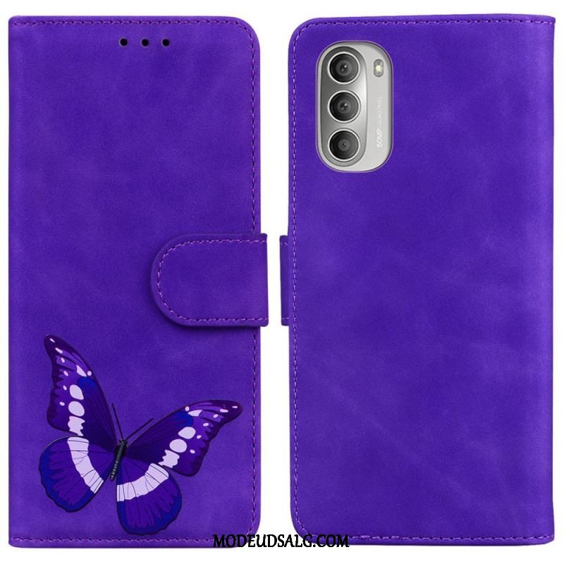 Læder Cover Moto G51 5G Skin-touch Butterfly