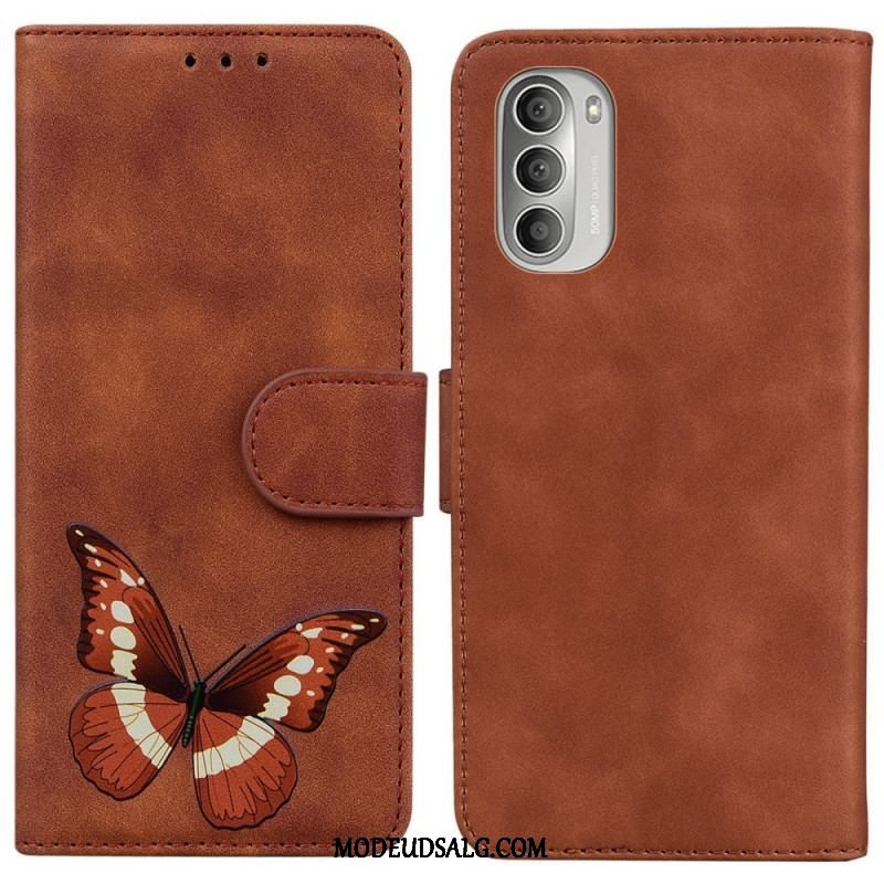 Læder Cover Moto G51 5G Skin-touch Butterfly