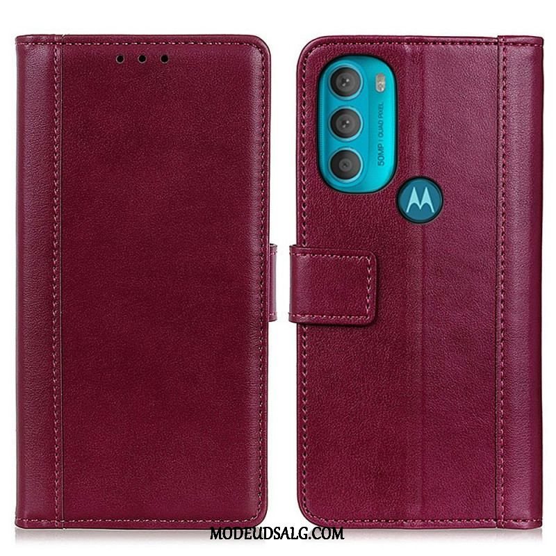 Læder Cover Moto G71 5G Lædereffekt Farvet Version