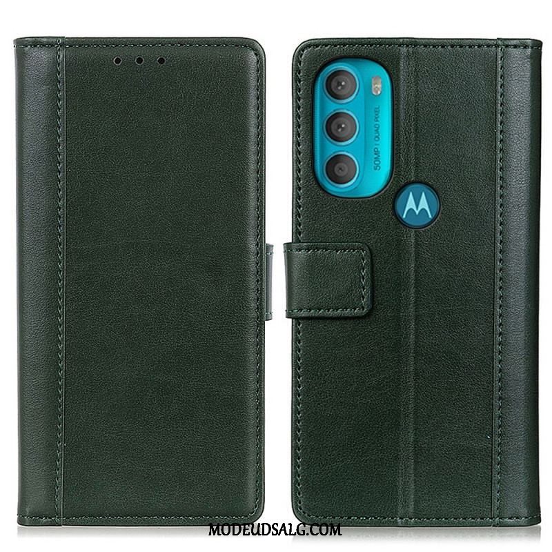 Læder Cover Moto G71 5G Lædereffekt Farvet Version