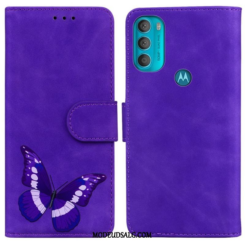 Læder Cover Moto G71 5G Skin-touch Butterfly