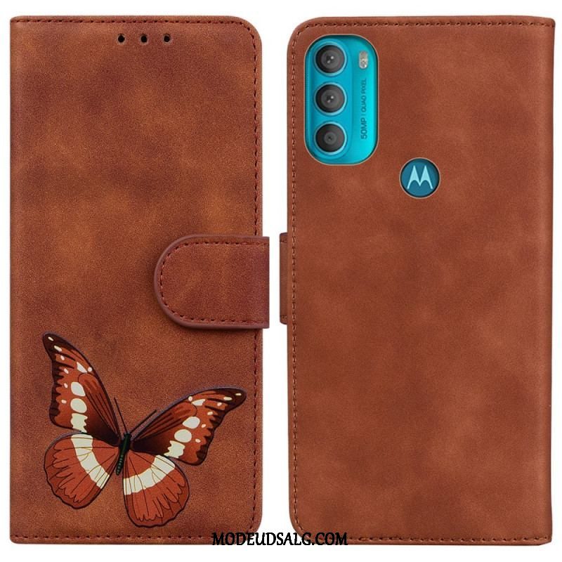 Læder Cover Moto G71 5G Skin-touch Butterfly