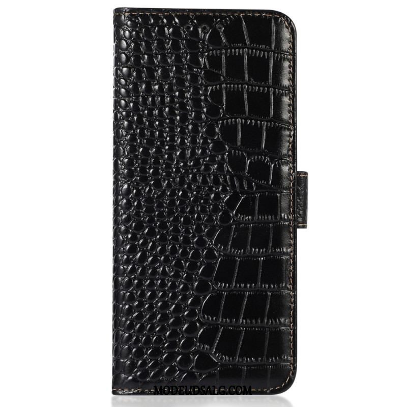 Læder Cover Moto G73 5G Crocodile Style Rfid