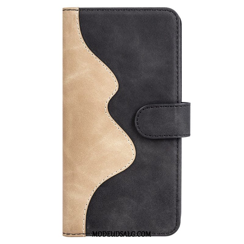 Læder Cover Oppo A98 5g Telefon Etui Tofarvet Design