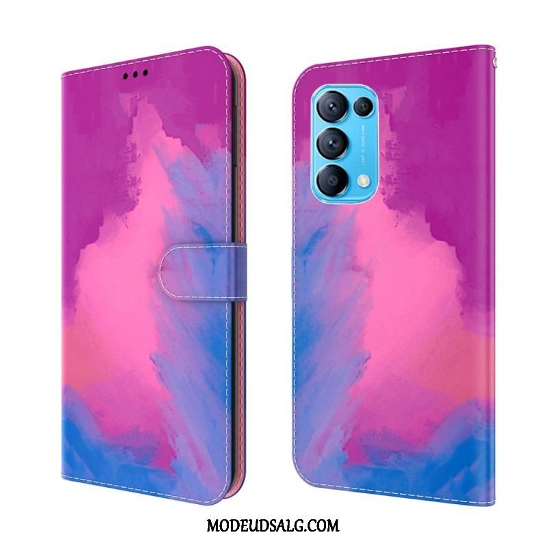 Læder Cover Oppo Find X3 Lite Akvarel