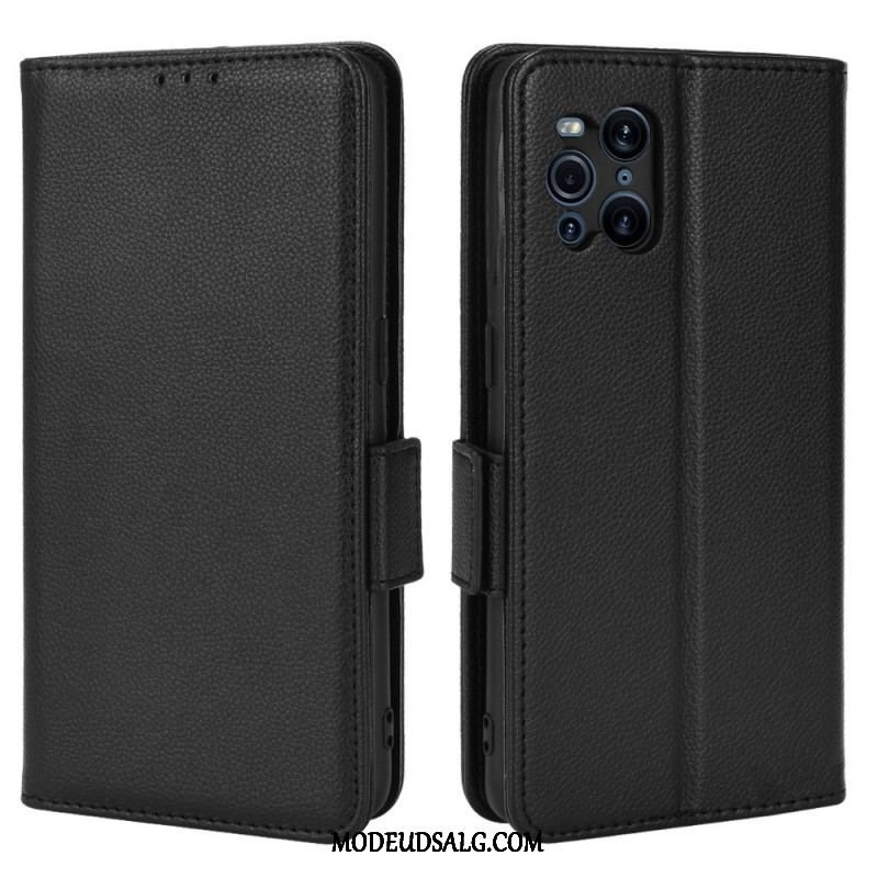 Læder Cover Oppo Find X3 Pro Flip Cover Flap Dobbelt Litchi Nye Farver