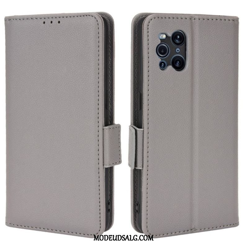 Læder Cover Oppo Find X3 Pro Flip Cover Flap Dobbelt Litchi Nye Farver