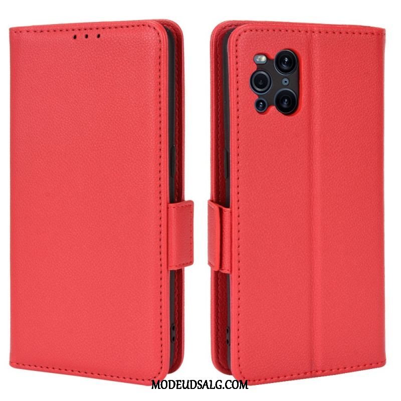 Læder Cover Oppo Find X3 Pro Flip Cover Flap Dobbelt Litchi Nye Farver