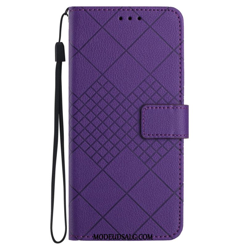 Læder Cover Oppo Reno 11f 5g Diamantremsmønster