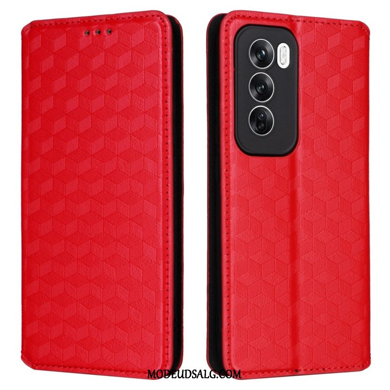 Læder Cover Oppo Reno 12 Pro 5g Telefon Etui 3d Diamantmønster