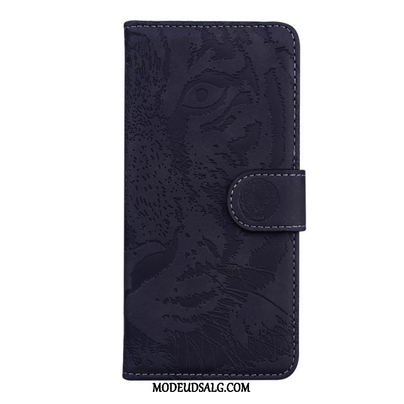 Læder Cover Oppo Reno 8 Lite Tiger Fodaftryk