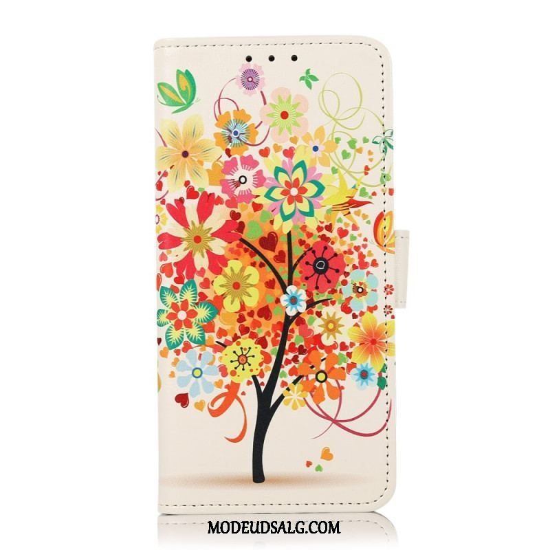 Læder Cover Samsung Galaxy A13 5G / A04s Blomstrende Træ