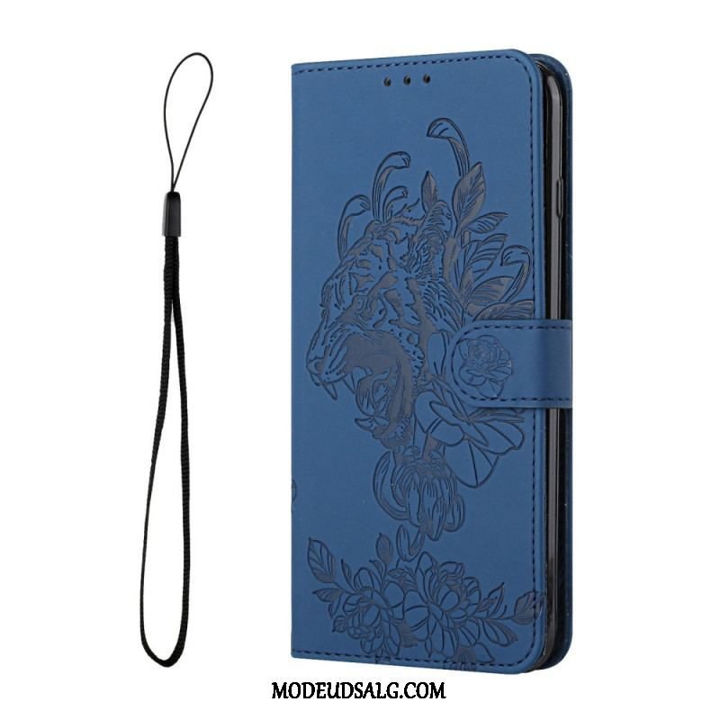 Læder Cover Samsung Galaxy A13 5G / A04s Med Snor Barok Strappy Tiger