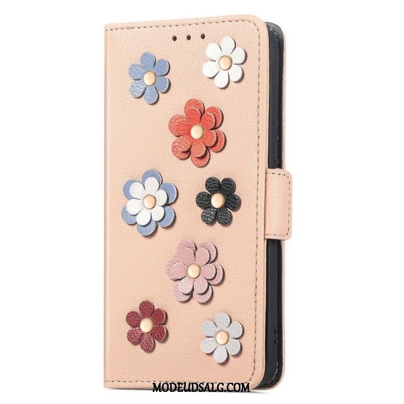 Læder Cover Samsung Galaxy A14 / A14 5G Dekorative Blomster