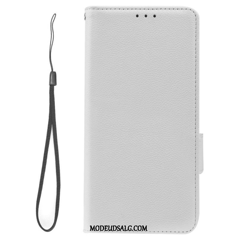 Læder Cover Samsung Galaxy A14 / A14 5G Med Snor Strappy Litchi-læderstil